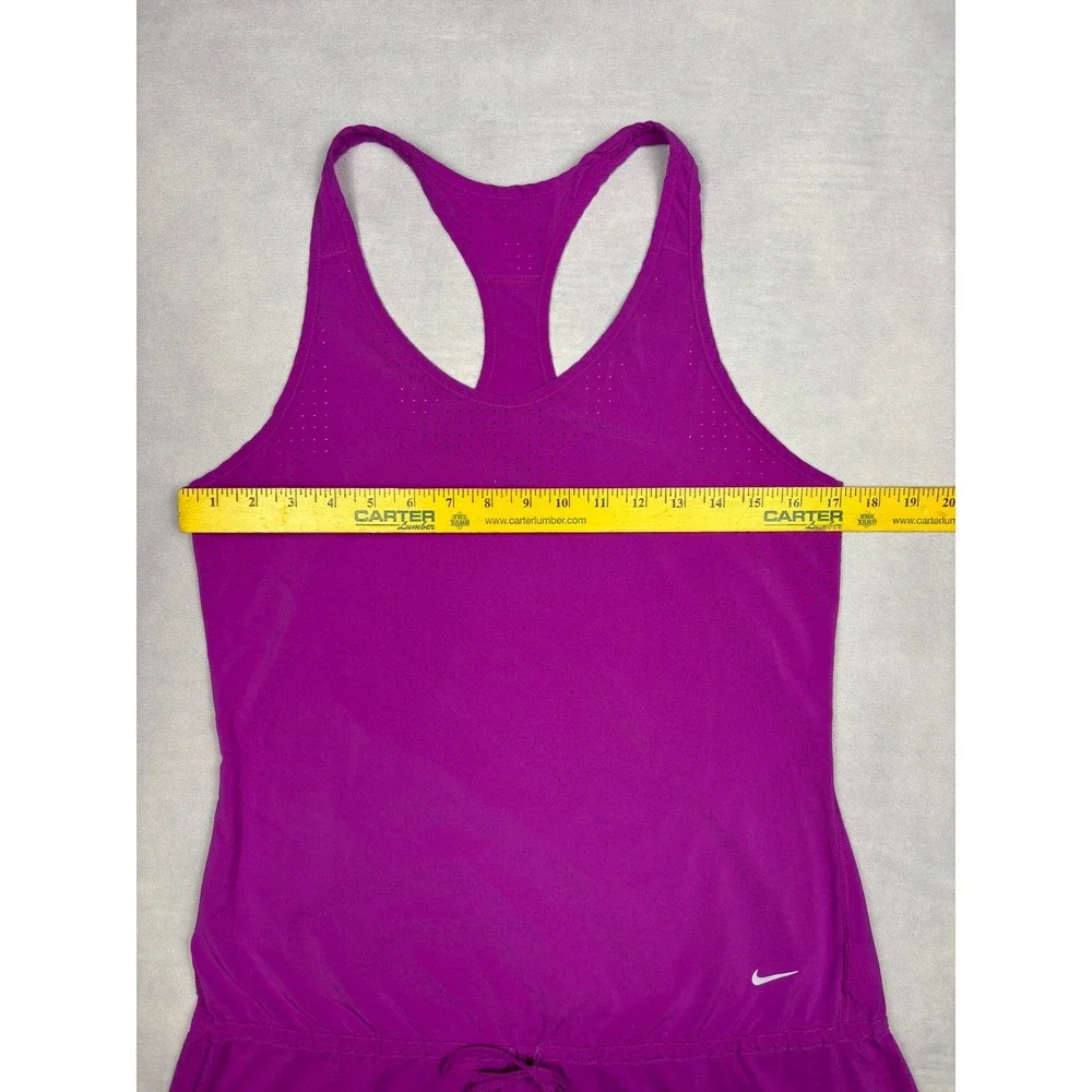 Nike Dri-FIT Magenta Purple Ruffle Hem Running Tank Top Zipper Pocket Mens M‎
